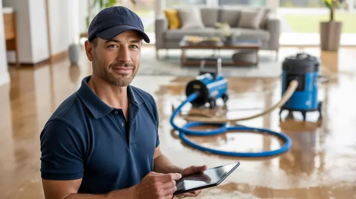 Water damage restoration technician (illustration photo)